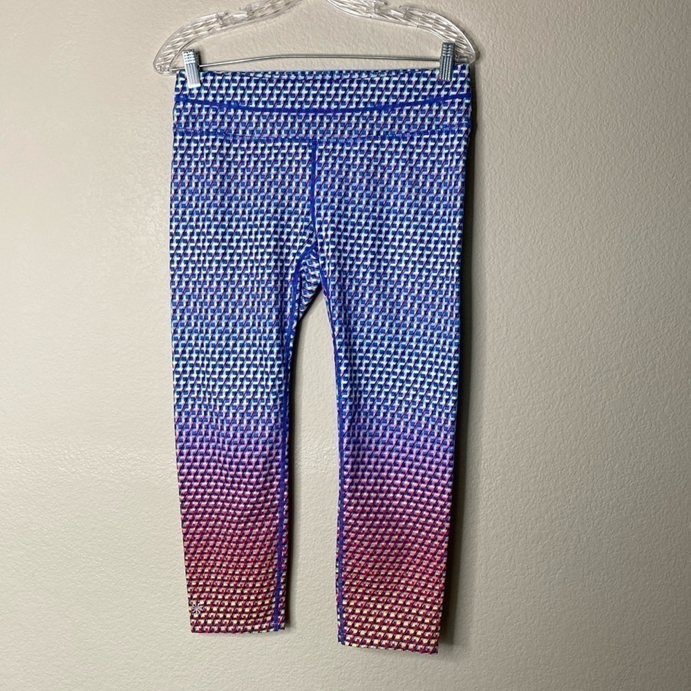 Athleta leggings women’s medium crop geometric blue pink